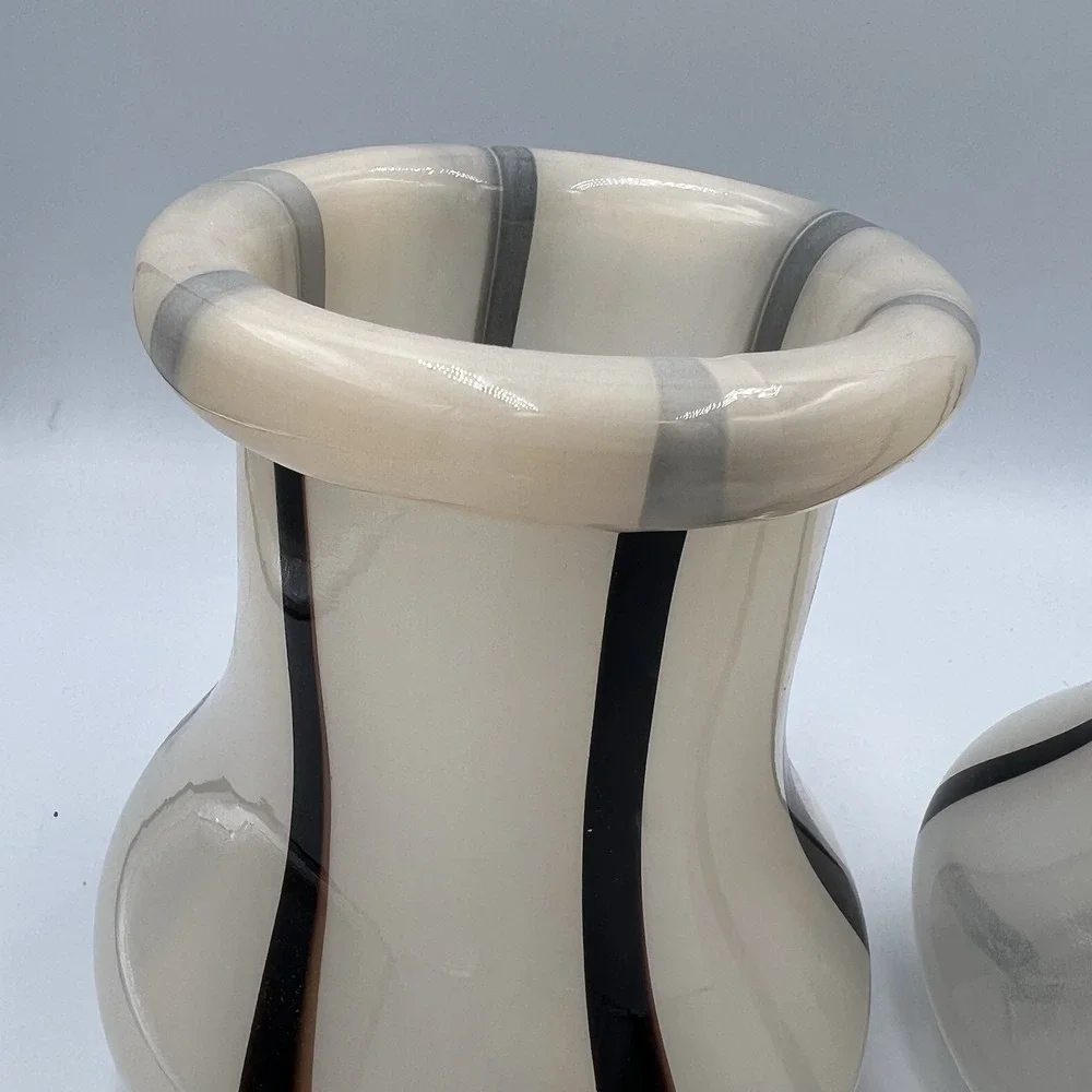 Ferm Living Riban Vase Cream Ribbon‎ Stripe Scandinavian Danish Glass Decor